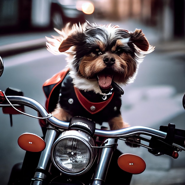 Cachorro engraçado sobre moto cachorro motociclista motociclista