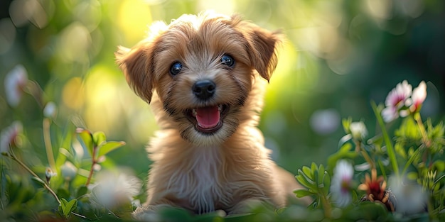 Cachorro feliz com excitação estilo realismo de desenho animado animal retratos de cão hiper-realistas