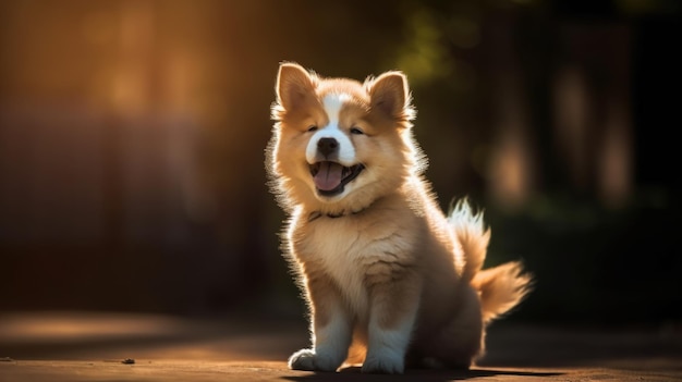 Cachorro feliz en la naturaleza IA generativa