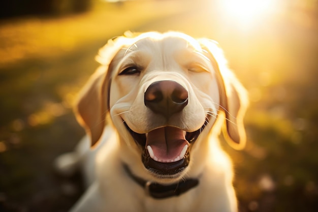 Cachorro feliz sorri ai generativo