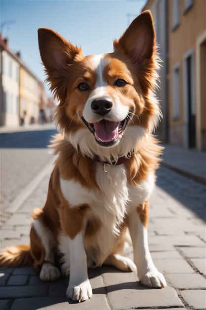 Cachorro fofo correndo na rua Ilustração de cachorro fofo