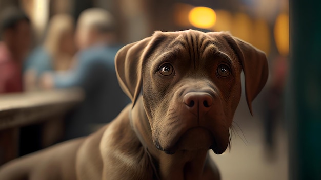 Cachorro fofo de foto olhando para a câmera, fundo realista generativo ai