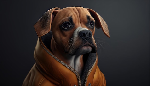 Cachorro fofo em uma jaqueta por Generative AI