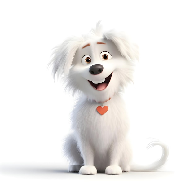 Cachorro fofo em uma renderização 3D de fundo branco isolada