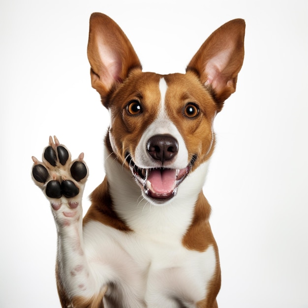 cachorro fofo enquanto levanta o pé