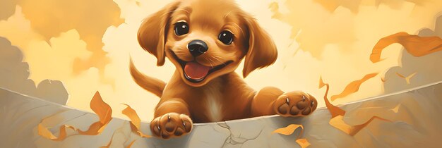 Cachorro fofo, ilustração de fundo, design de papel de parede, animais de estimação animais coloridos