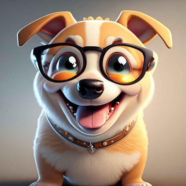 Cachorro fofo rindo e usando óculos