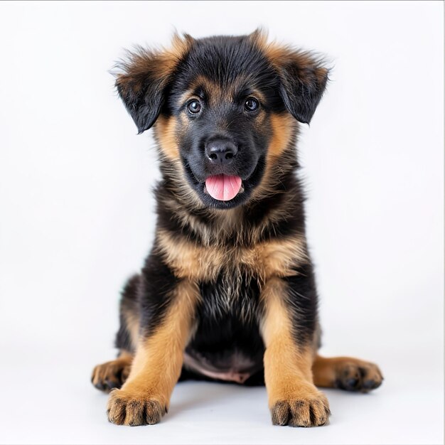 Foto un cachorro con fondo blanco identificación de trabajo 1e8c76d866bd4d40b2f78a8d79b52b7f