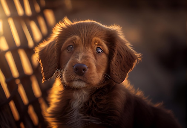 Cachorro de la hora dorada Un retrato de perfección generado por IA