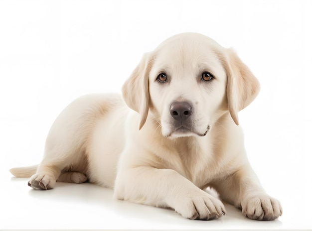 Foto un cachorro de labrador aislado sobre un fondo blanco