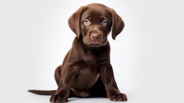 Cachorro Labrador Chocolate aislado sobre fondo transparente