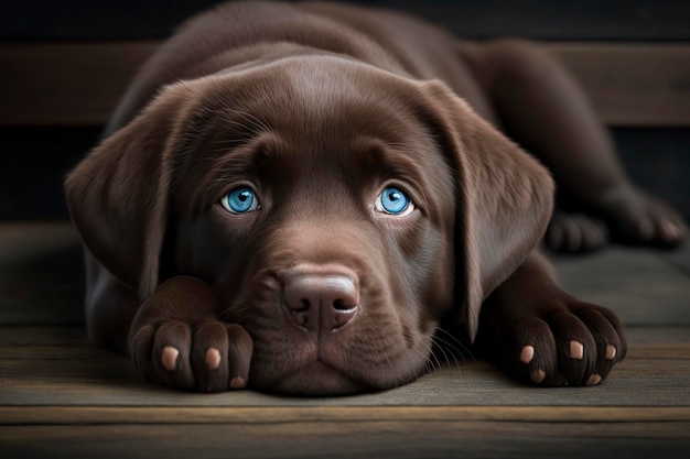 Un cachorro de Labrador retriever marrón está aburrido IA generativa