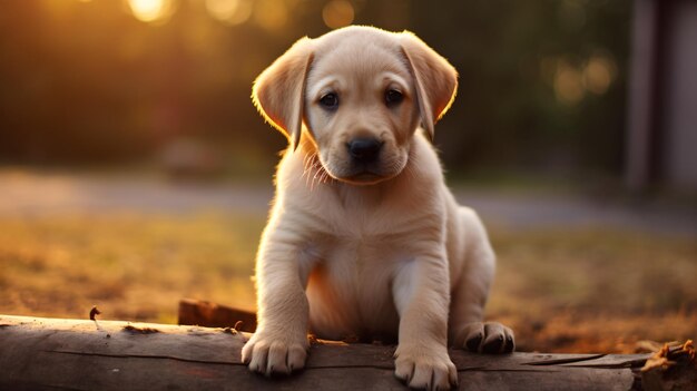 Un cachorro de Labrador solo en varias poses para la cámara