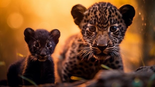 Cachorro de leopardo Cachorro de pantera gato negro gato salvaje gato grande