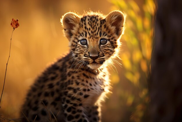 Un cachorro de leopardo en la naturaleza