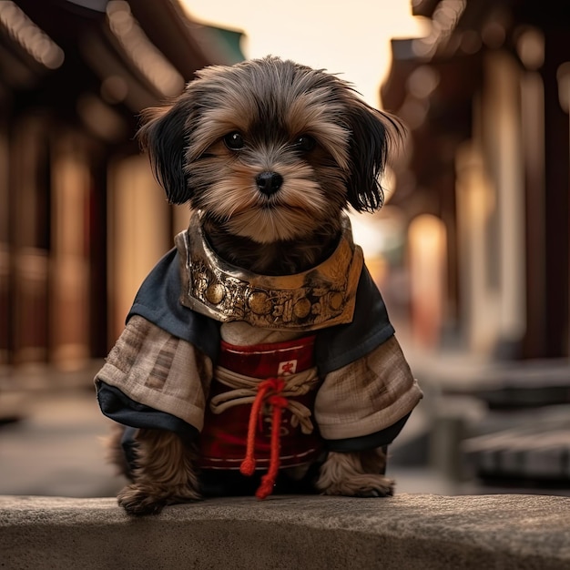 Un cachorro lindo lleva ropa