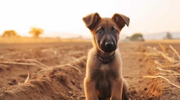 Cachorro Malinois na natureza