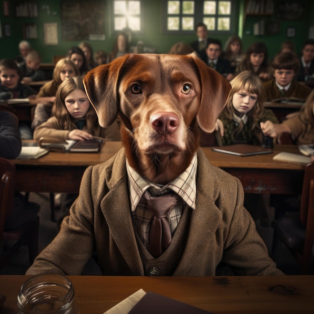 Cachorro na escola IA generativa