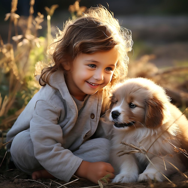 Cachorro y niños Vínculos conmovedores y momentos alegres