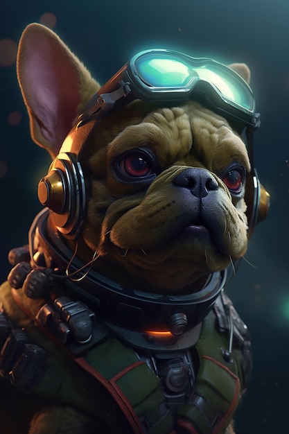 Cachorro no uniforme do exército está pronto para sua próxima missão Generative AI