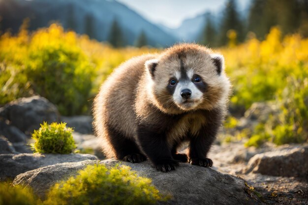 cachorro de panda blanco y negro en la naturaleza animal en la naturaleza blanco y negro