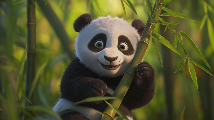 Foto un cachorro de panda juguetón trepando hábilmente por un tallo de bambú con ojos curiosos perfecto para proyectos relacionados con la naturaleza