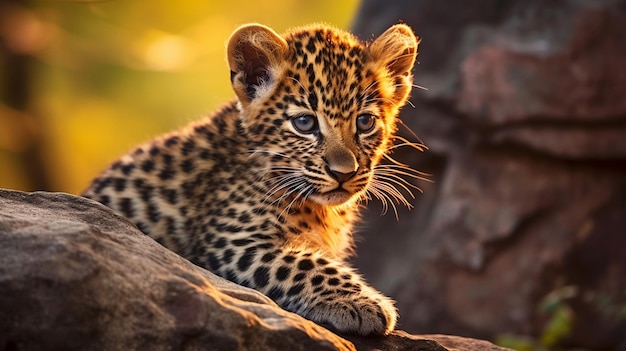 El cachorro de la pantera leopardo