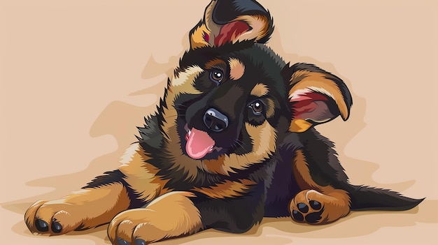 Un cachorro de pastor alemán de dibujos animados