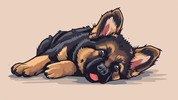 Un cachorro de pastor alemán de dibujos animados