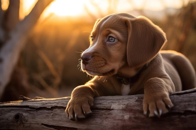 Cachorro pensativo à luz do sol