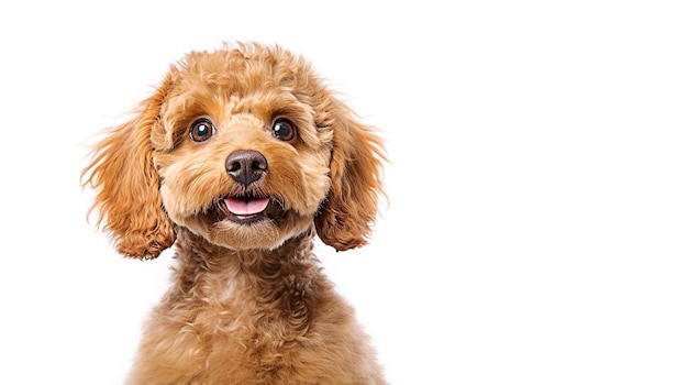 Cachorro poodle marrom generativo de IA em branco