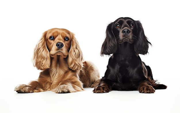 Cachorro preto e marrom em fundo isolado AI