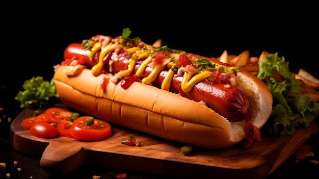cachorro-quente com mostarda e ketchup