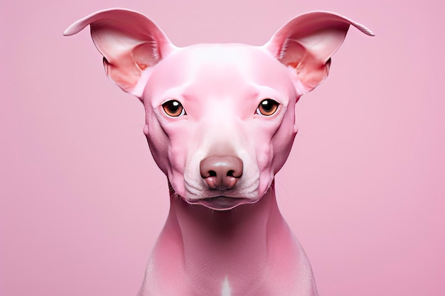 Cachorro rosa em fundo rosa