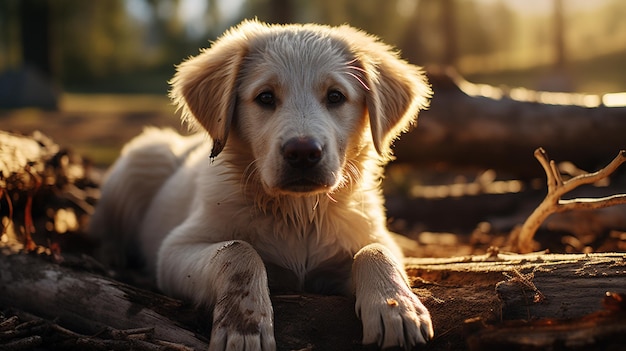 Cachorro sentado con un plato de ai foodgenerative