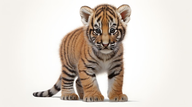 Un cachorro de tigre sobre un fondo blanco