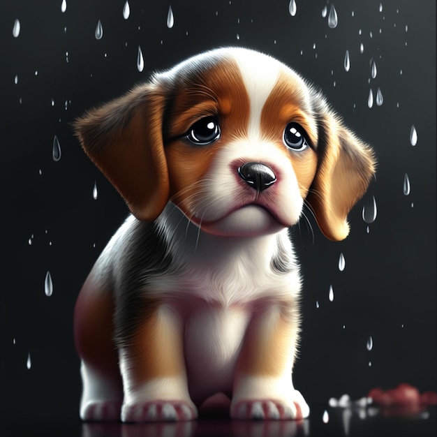 cachorro triste bajo la lluvia