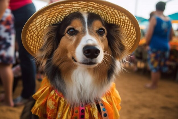 Foto cachorro vestido de festa