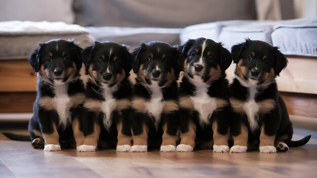 Foto los cachorros de berner sennenhund posando