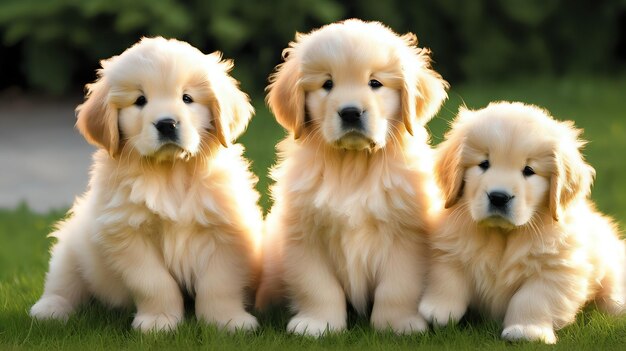 Los cachorros de golden retriever peludos