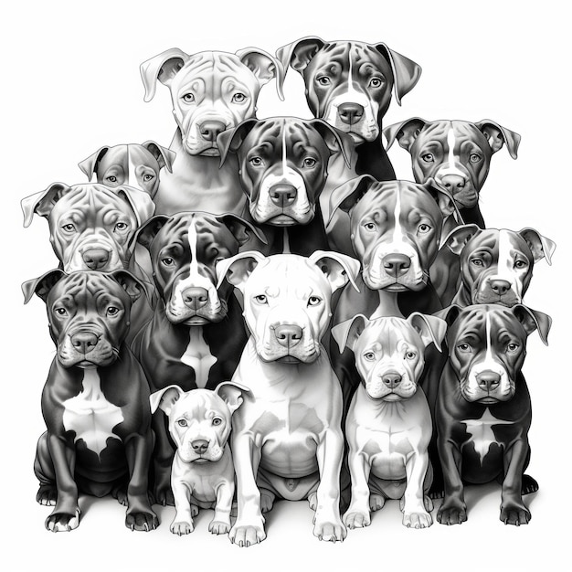 Foto cachorros impressionantes centena de pitbulls adoráveis livro para colorir