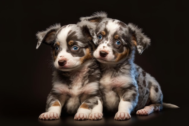 Cachorros de pura raza en un estudio lindo