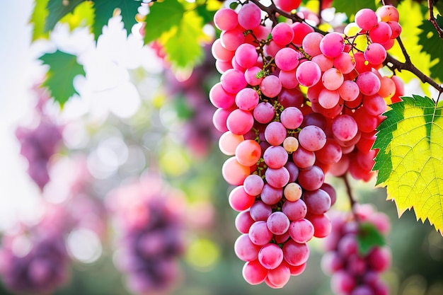 Cachos de uvas na plantação generativa de um fazendeiro ai