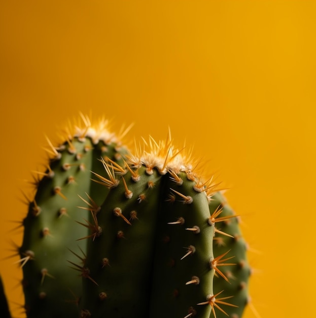 Foto cacto em pôster hd de fundo amarelo para moldura