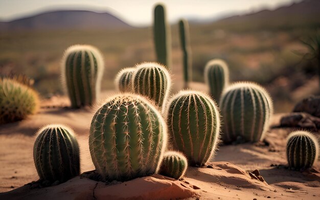 Cactos crescendo no deserto