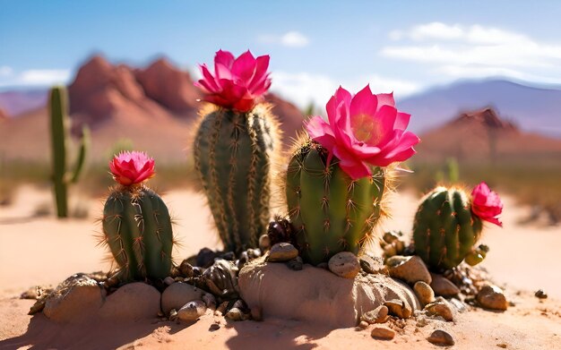 Cactos crescendo no deserto