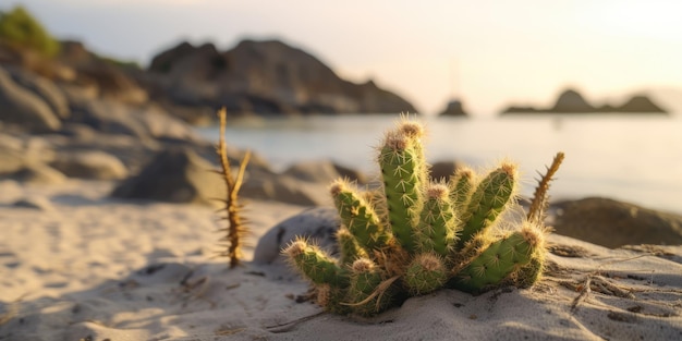 Cactos na praia.