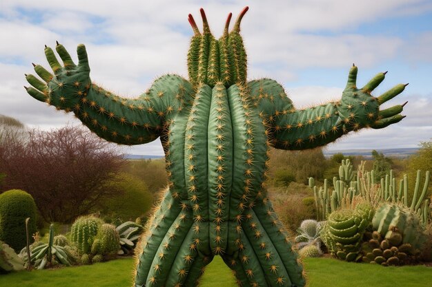 cactus con brazos entrelazados como un nudo celta