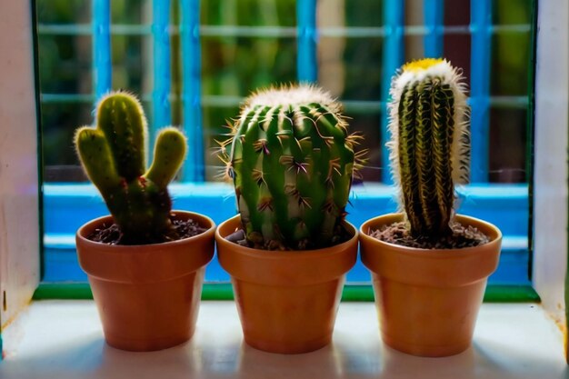 cactus de fundo abstrato na janela em tom escuro