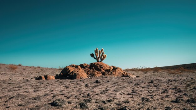 Un cactus en el desierto con un cielo azul de fondo